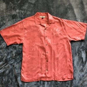 Tommy Bahama Red Short Sleeve Leaf Print Shirt